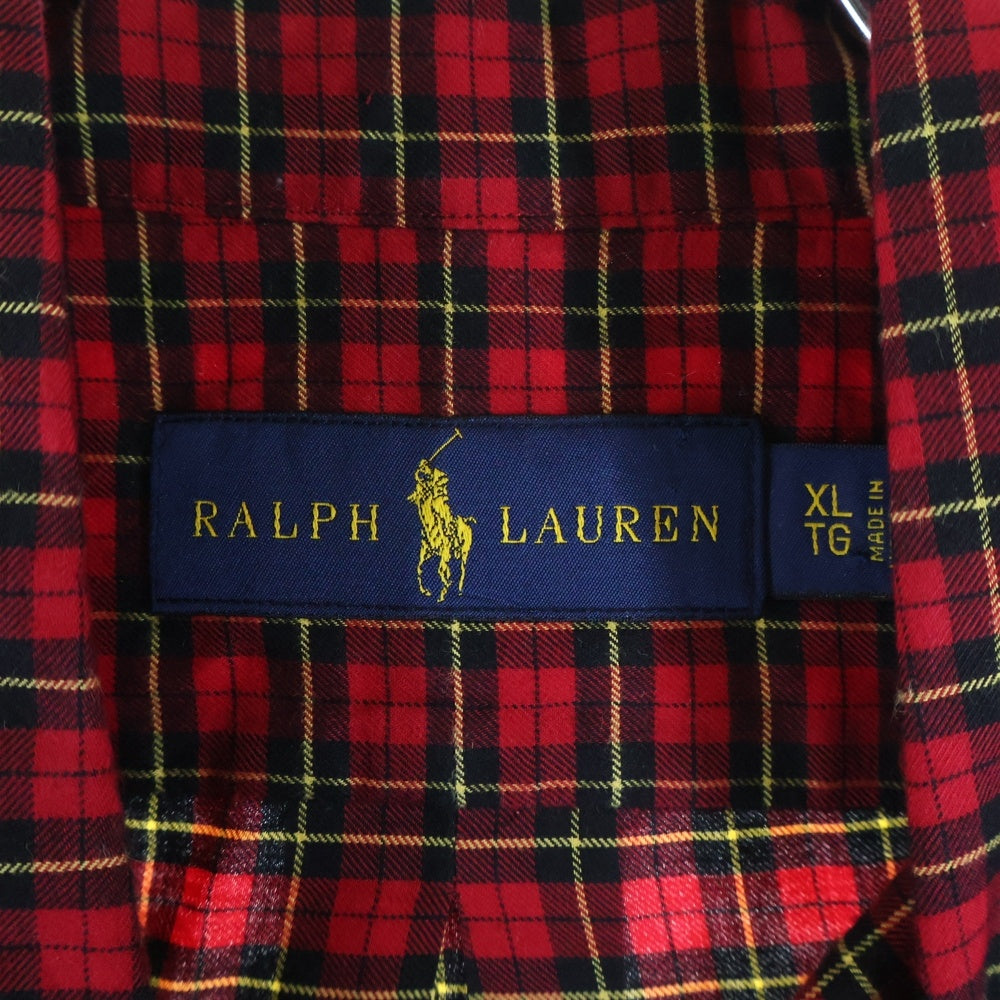 POLO RALPH LAUREN(ポロラルフローレン) 長袖チェックシャツ ボタンダウン 胸ロゴ刺繍 レッド/イエロー