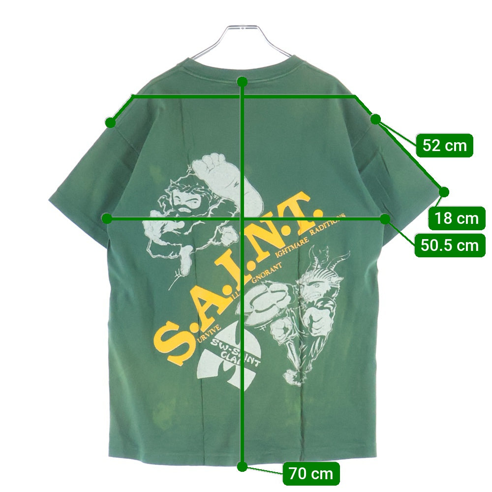 SAINT MICHAEL(セントマイケル) 24SS SW SS TEE SAINT CLAN 半袖Tシャツ カットソー グリーン SM-YS8-0000-C16