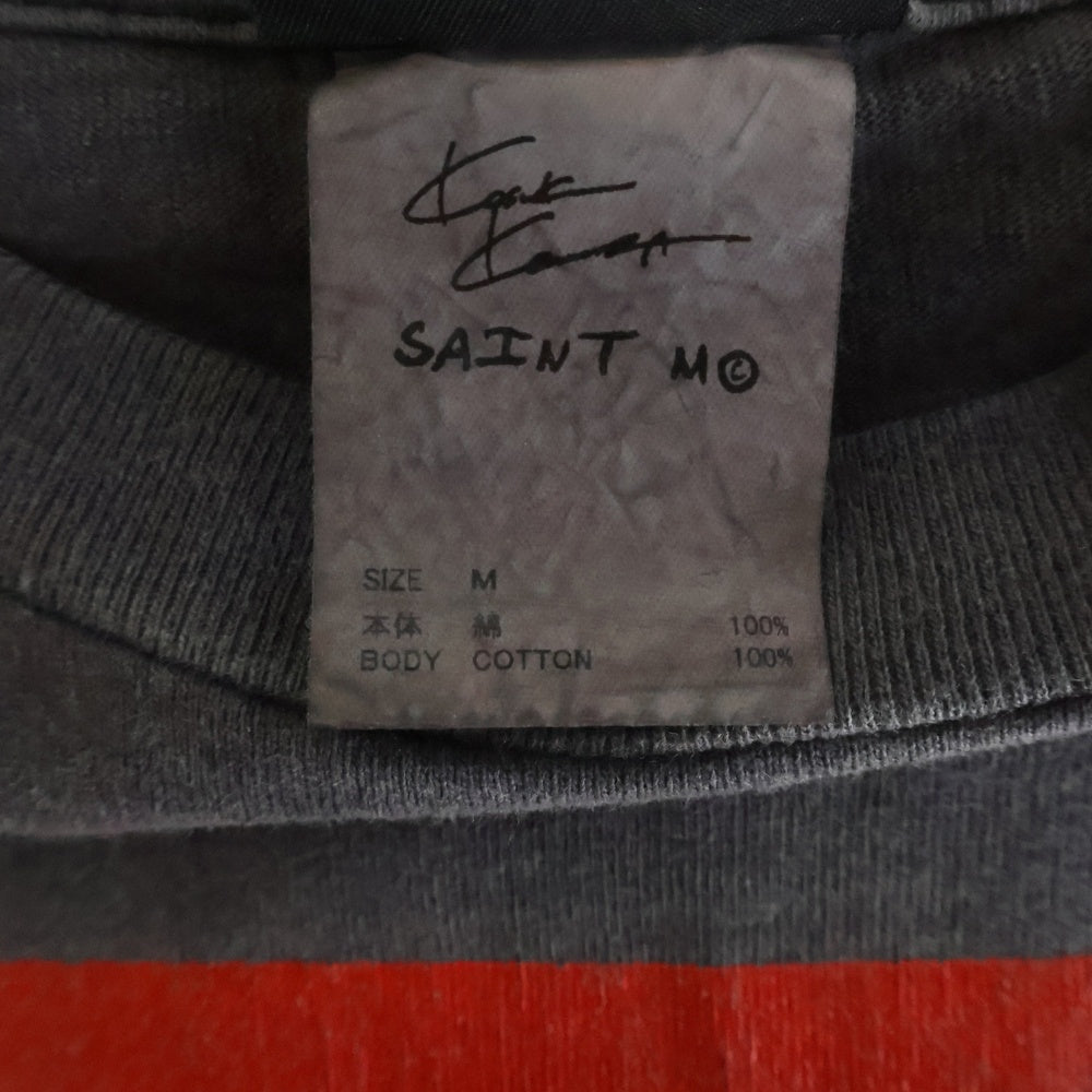 SAINT MICHAEL(セントマイケル) 24SS ヴィンテージ加工 LOVE BEYOND 半袖Tシャツ カットソー ブラック SM-YS8-0000-C23