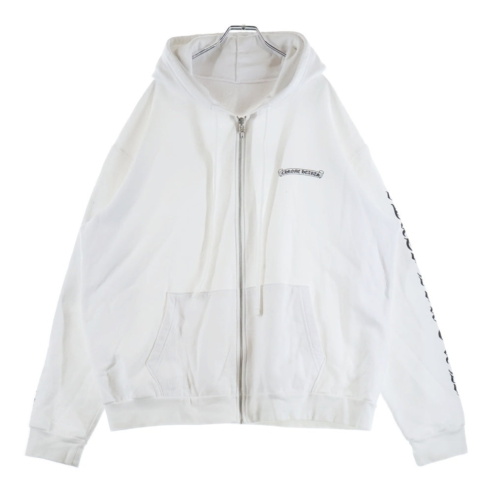 CHROME HEARTS(クロムハーツ) SWTSHRT HD ZIP バックスクロールラベルプリント ジップアップパーカー フーディー ホワイト