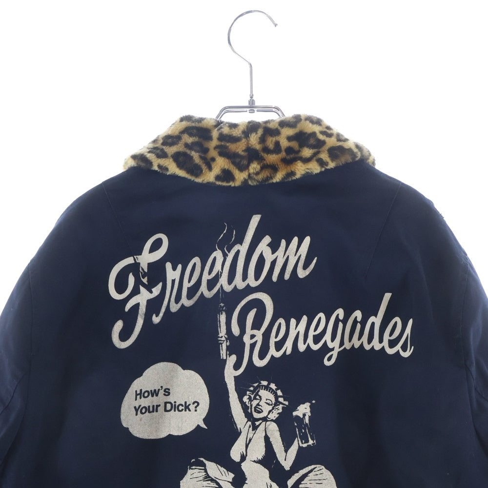 WACKO MARIA(ワコマリア) Leopard Boa Flight Jacket レオパード ボア フライト ジャケット バックプリント ブラック/イエロー