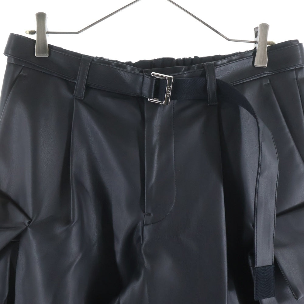 Sacai(サカイ) 25AW Faux Leather Pants 25-03750M サイドポケット レザー パンツ ブラック