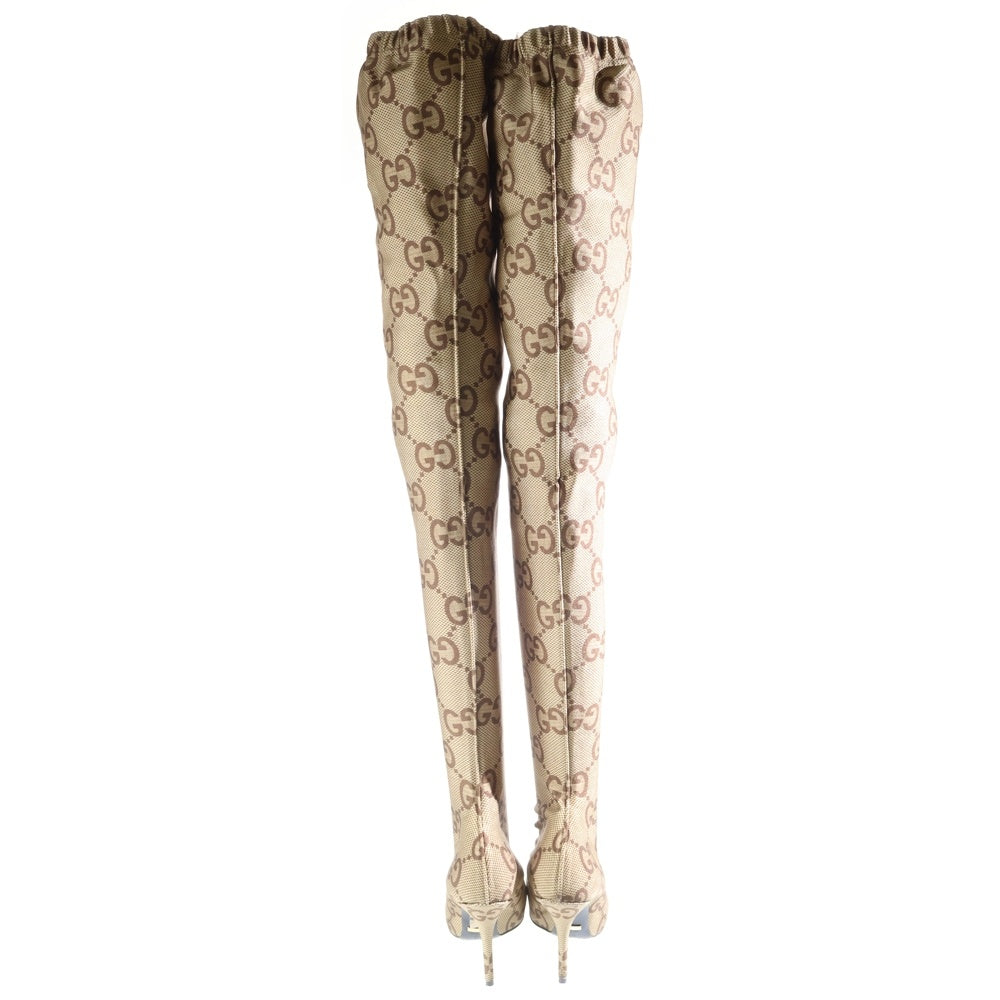 GUCCI(グッチ) ×BALENCIAGA Over Knee High Boots オーバー ニー ハイブーツ 総柄 ブラウン レディース