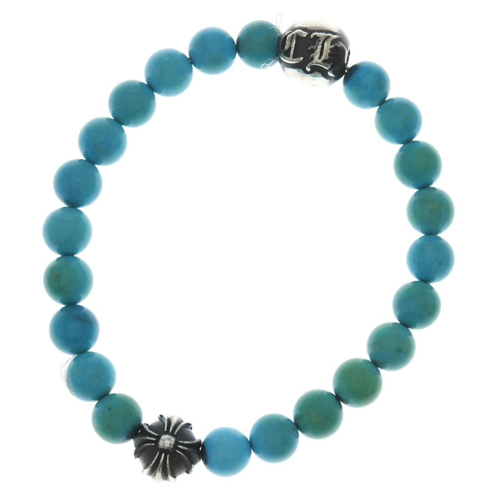 CHROME HEARTS(クロムハーツ) 8mm BEAD25 8mmターコイズビーズ ブレスレット ブルー/シルバー