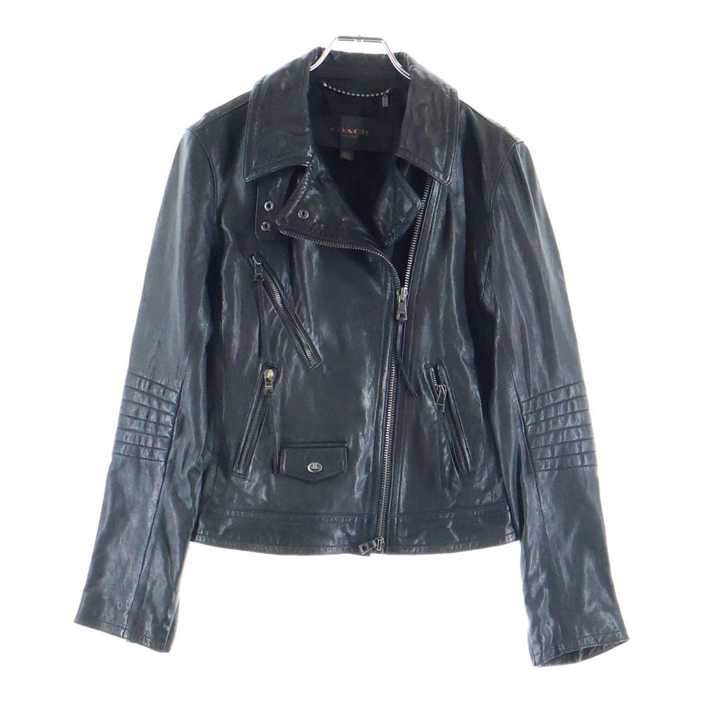 COACH(コーチ) ラムレザー ダブルライダースジャケット ブラック レディース