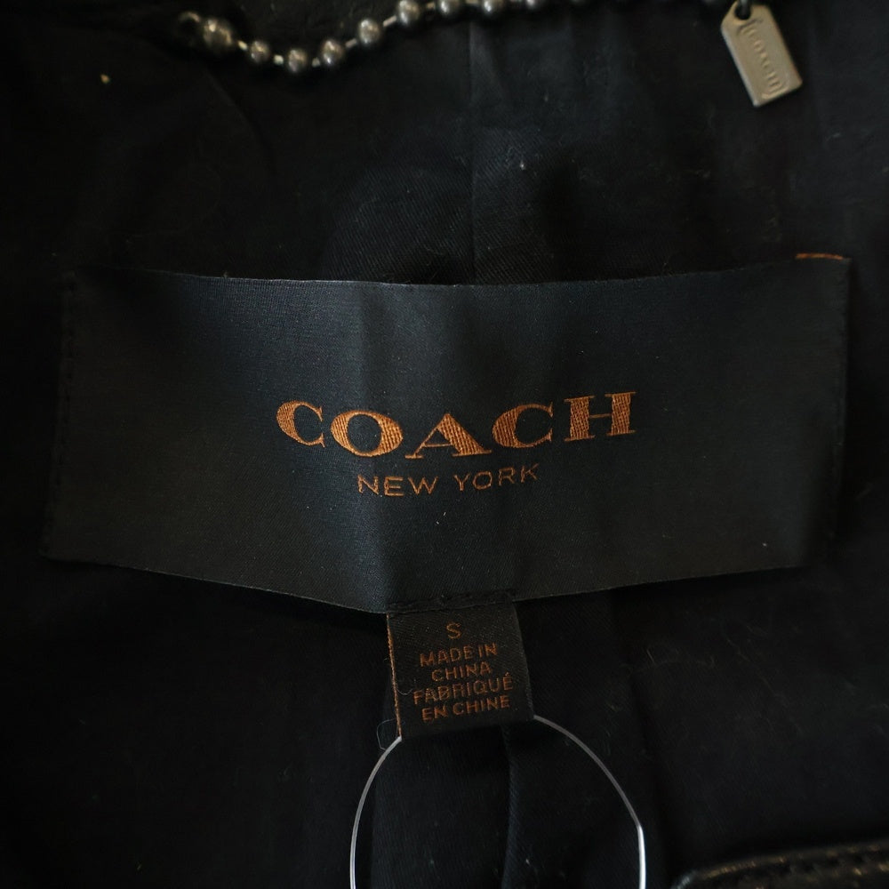 COACH(コーチ) ラムレザー ダブルライダースジャケット ブラック レディース