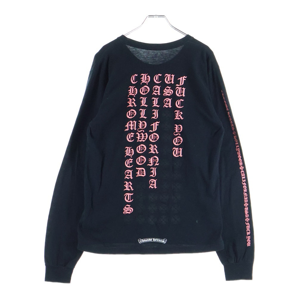 CHROME HEARTS(クロムハーツ) BACK LETTERING LOGO TEE バックレタリングロゴ 長袖Tシャツ カットソー ブラック/ピンク