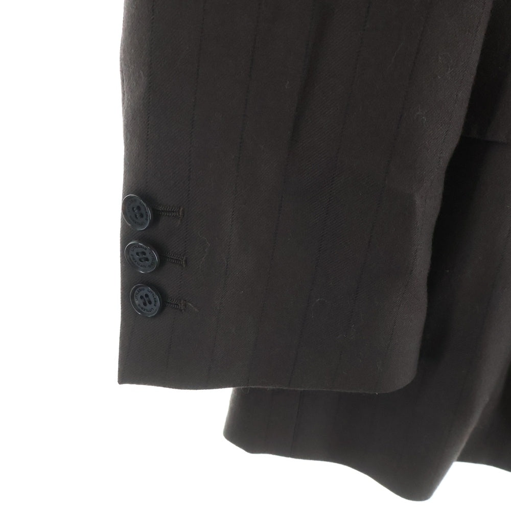LITTLEBIG(リトルビッグ) 22AW Striped Fly Front Jacket ストライプフライフロントジャケット テーラードジャケット ブラウン LB223-JK04