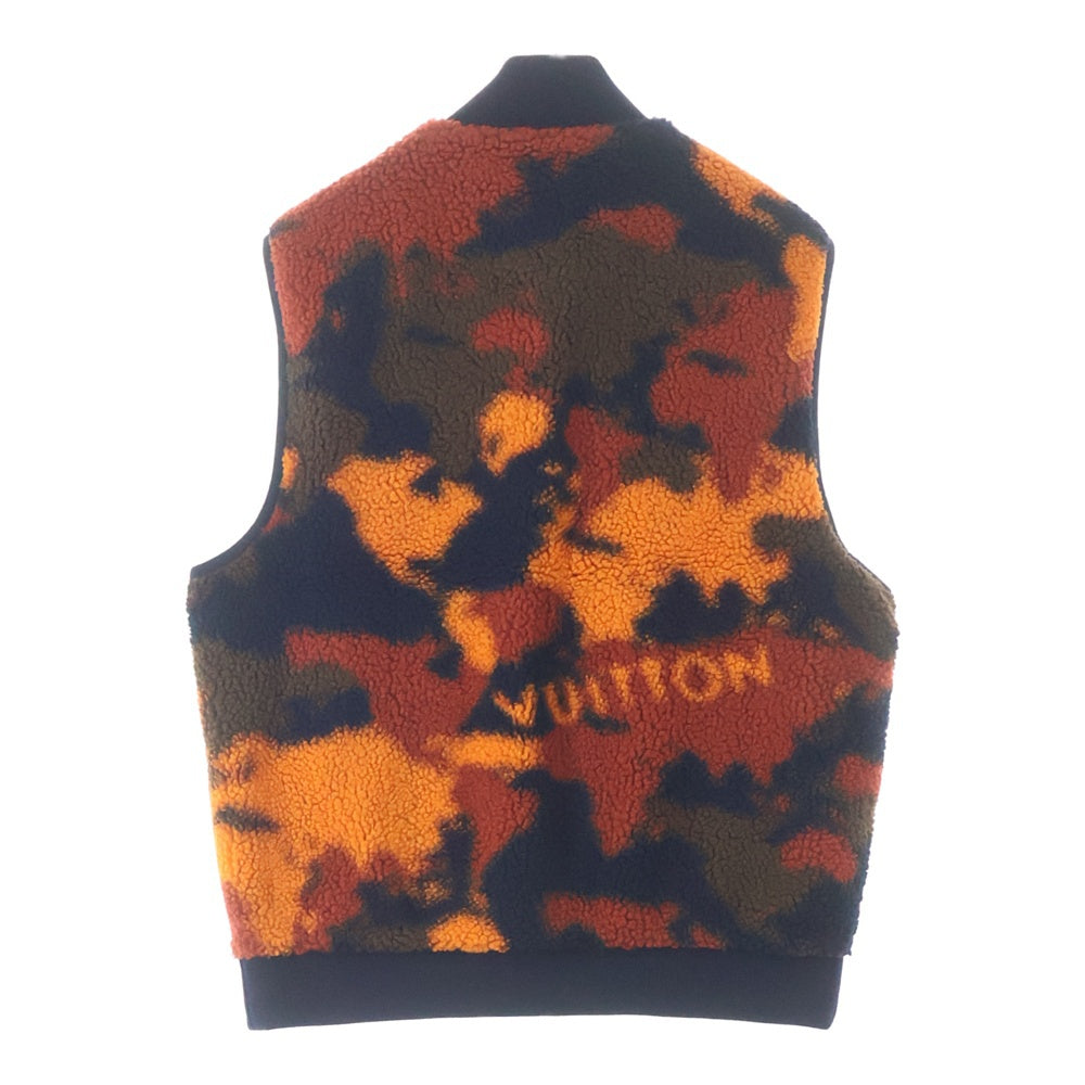 LOUIS VUITTON(ルイヴィトン) 24SS リバーシブル モノグラムロゴ カモフラ 迷彩柄 ボア ジップアップ ノースリーブジャケット ベスト ネイビー/オレンジ RM241M DFX HQY21W