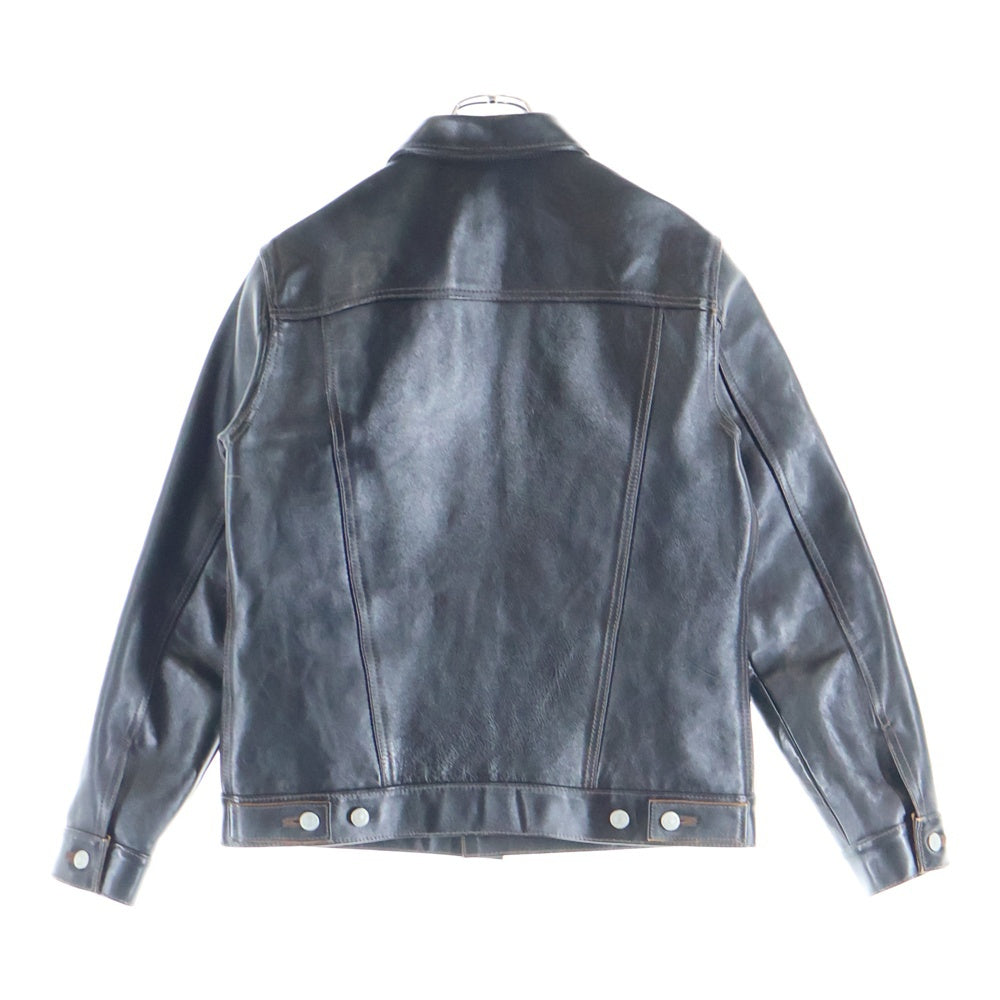 NO BRAND(ノーブランド) DOUBLE HELIX(ダブルヘリックス) 茶芯ホースハイド 馬革 レザージャケット 2nd セカンドモデル レザージャケット ブラック