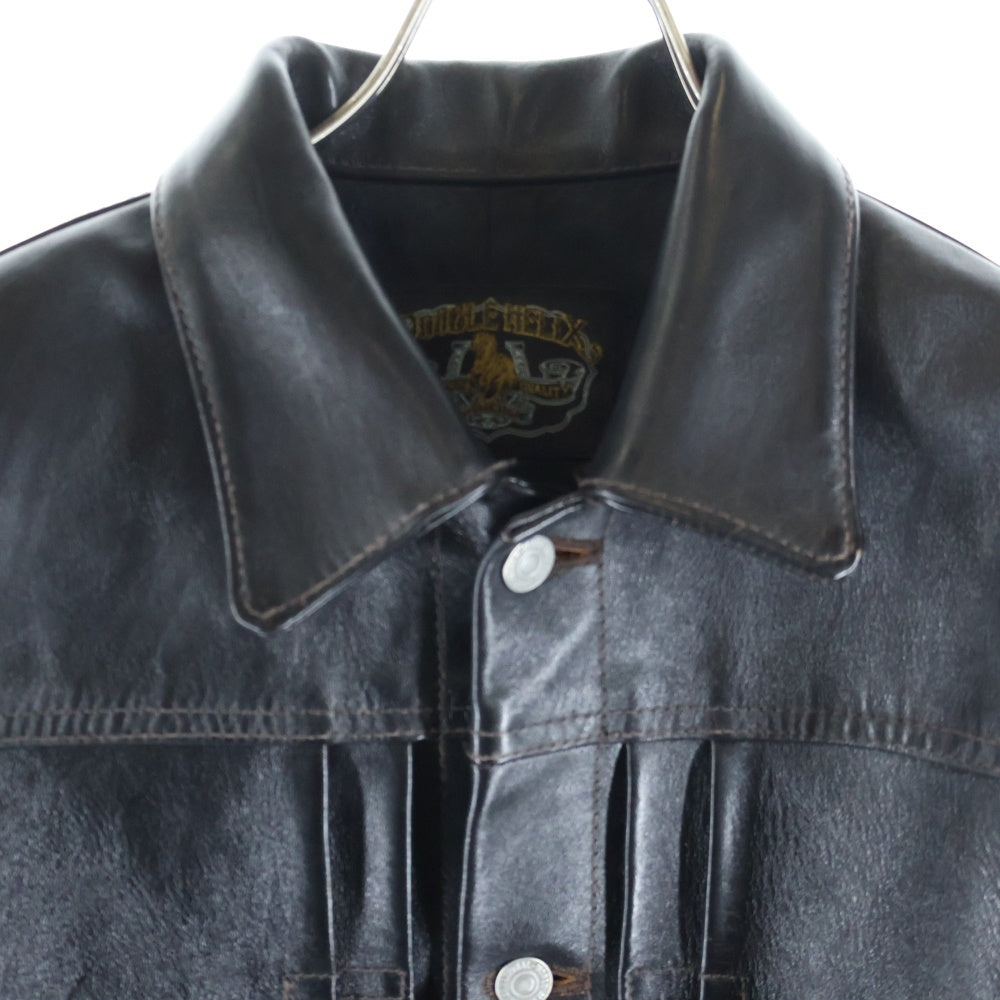 NO BRAND(ノーブランド) DOUBLE HELIX(ダブルヘリックス) 茶芯ホースハイド 馬革 レザージャケット 2nd セカンドモデル レザージャケット ブラック