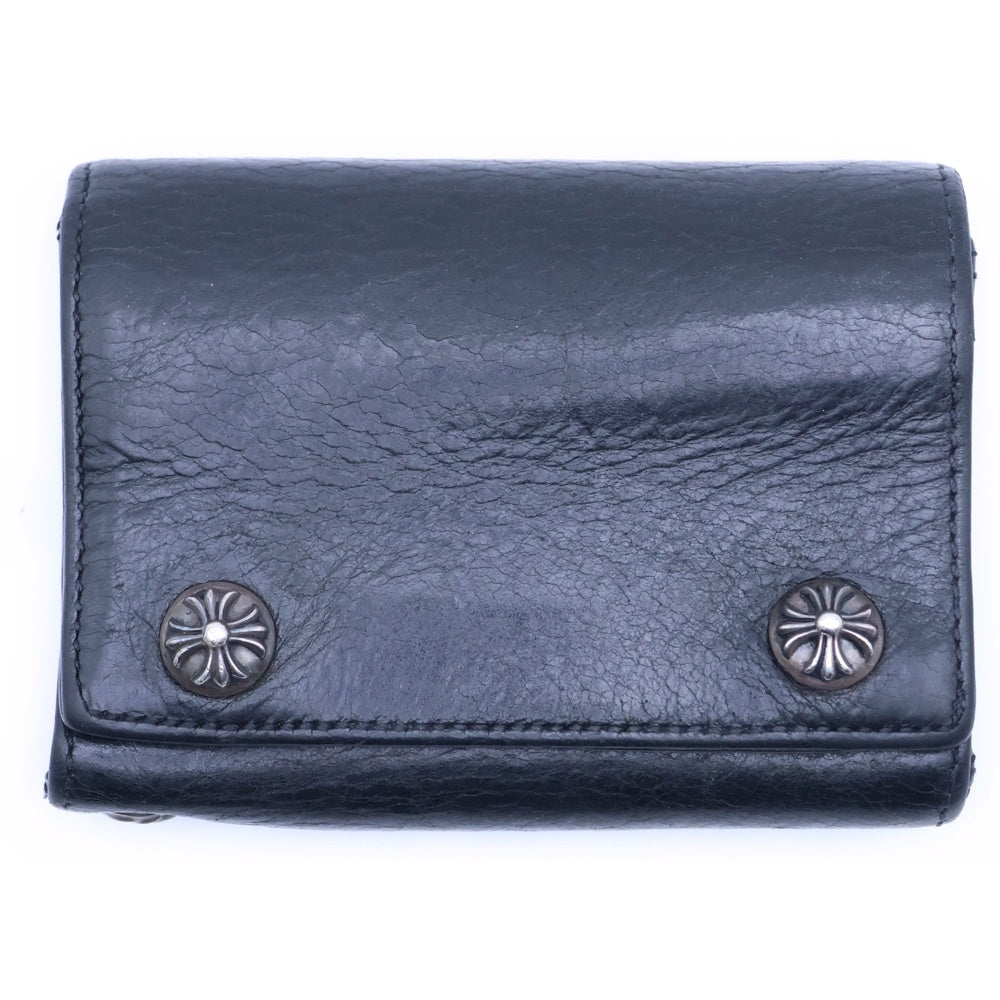 CHROME HEARTS(クロムハーツ) 3FOLD 3フォールド クロスボールボタン レザーウォレット 財布 ブラック BCA364