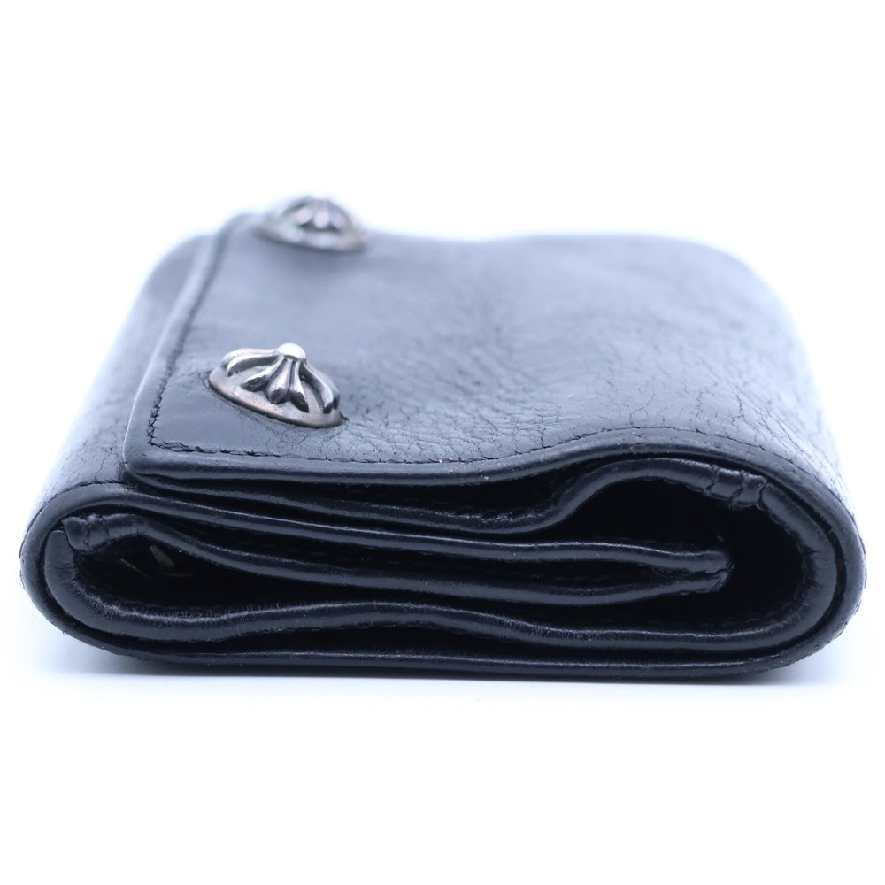 CHROME HEARTS(クロムハーツ) 3FOLD 3フォールド クロスボールボタン レザーウォレット 財布 ブラック BCA364