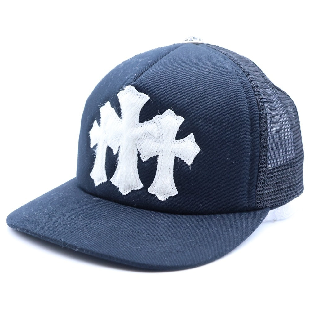 CHROME HEARTS(クロムハーツ) TRUCKER CAP トラッカーキャップ 3セメタリーハラコレザーパッチメッシュキャップ帽子 ホワイト/ブラック