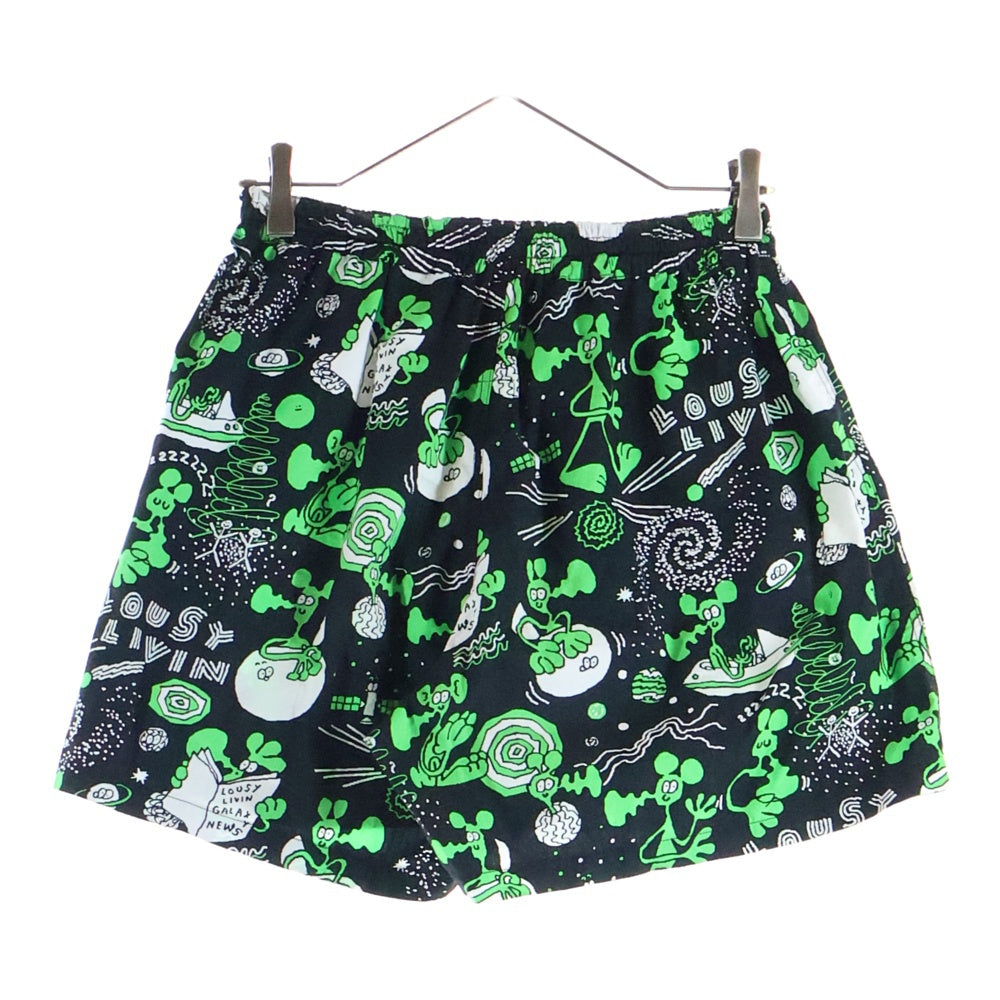 eYe COMME des GARCONS JUNYA WATANABE MAN(アイ コム デ ギャルソン ジュンヤ ワタナベ マン) 綿ブロードプリン LOUSY LIVIN Wネームショーツ ハーフパンツ ブラック/グリーン WM-P918