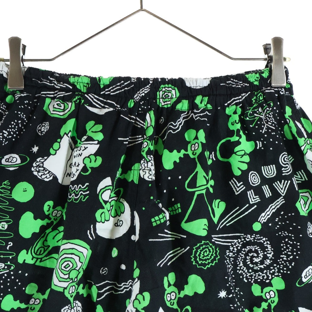 eYe COMME des GARCONS JUNYA WATANABE MAN(アイ コム デ ギャルソン ジュンヤ ワタナベ マン) 綿ブロードプリン LOUSY LIVIN Wネームショーツ ハーフパンツ ブラック/グリーン WM-P918