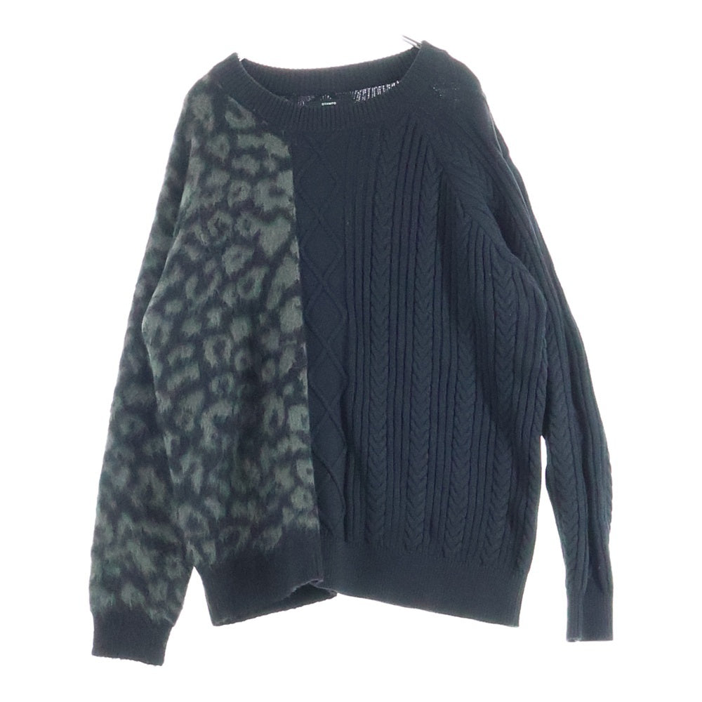 NO BRAND(ノーブランド) STAMPD(スタンプド)Cheetah Blocked Sweater チーター ブロックド ニットセーター ブラック