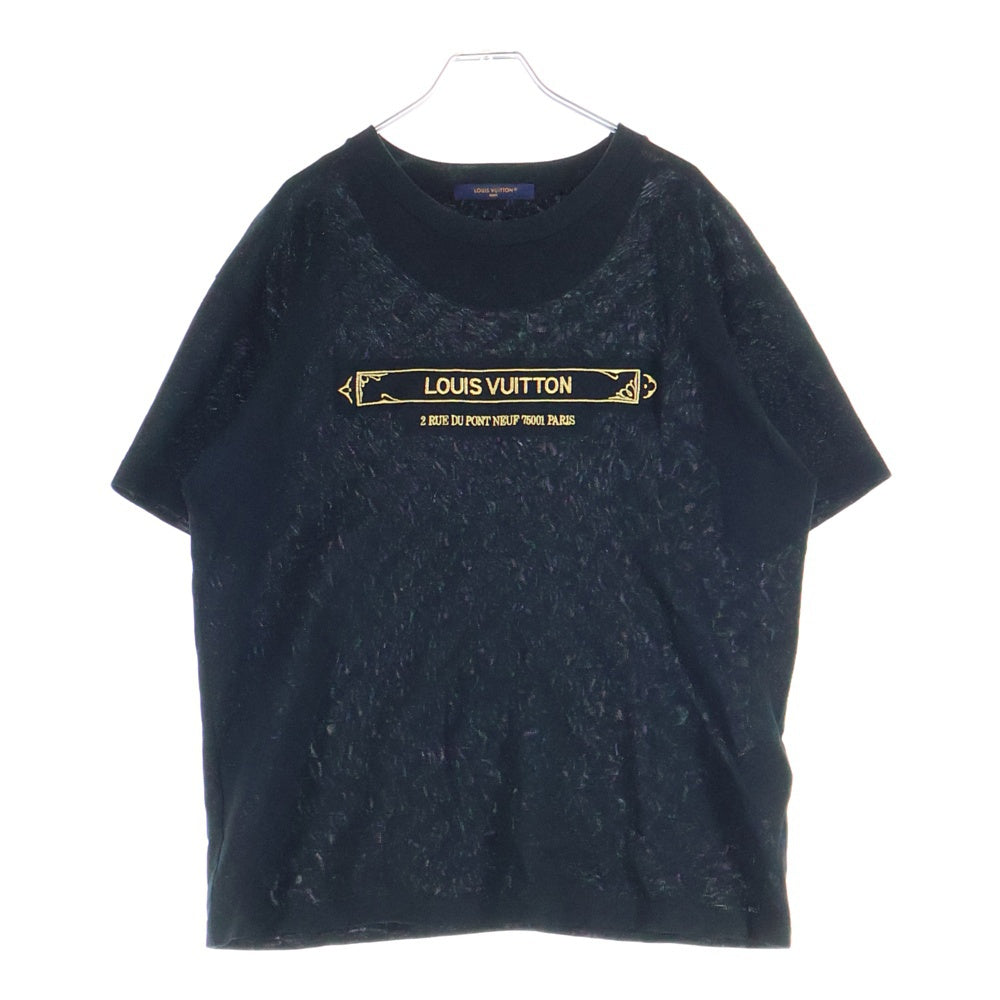 LOUIS VUITTON(ルイヴィトン) 25AW エンベリッシュド ダミエ 刺繍ロゴ 半袖Tシャツ カットソー ブラック RM252MM JUV HTY10W