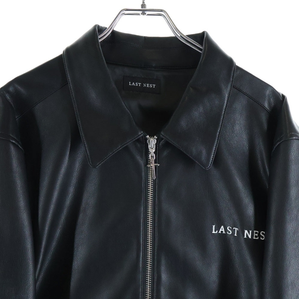 LAST NEST(ラスト ネスト) 25SS LEATHER SWING TOP フェイクレザー スウィングトップ ジップアップジャケット ブラック