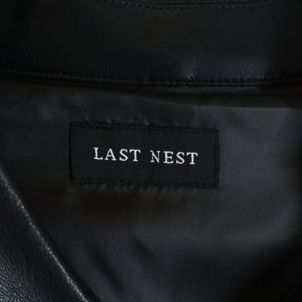 LAST NEST(ラスト ネスト) 25SS LEATHER SWING TOP フェイクレザー スウィングトップ ジップアップジャケット ブラック