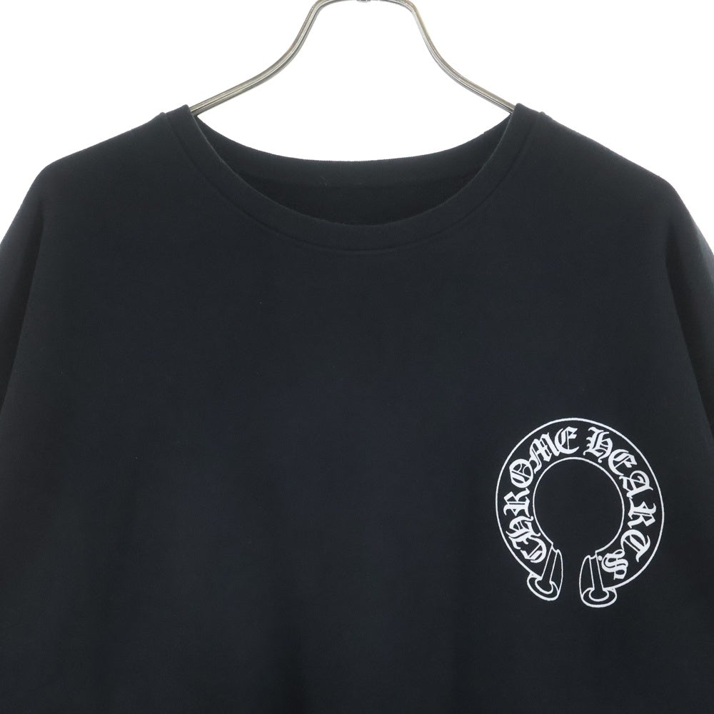 CHROME HEARTS(クロムハーツ) Horseshoe Crewneck Sweatshirt ホースシュープリント 袖フローラル クルーネックスウェットトレーナー ブラック