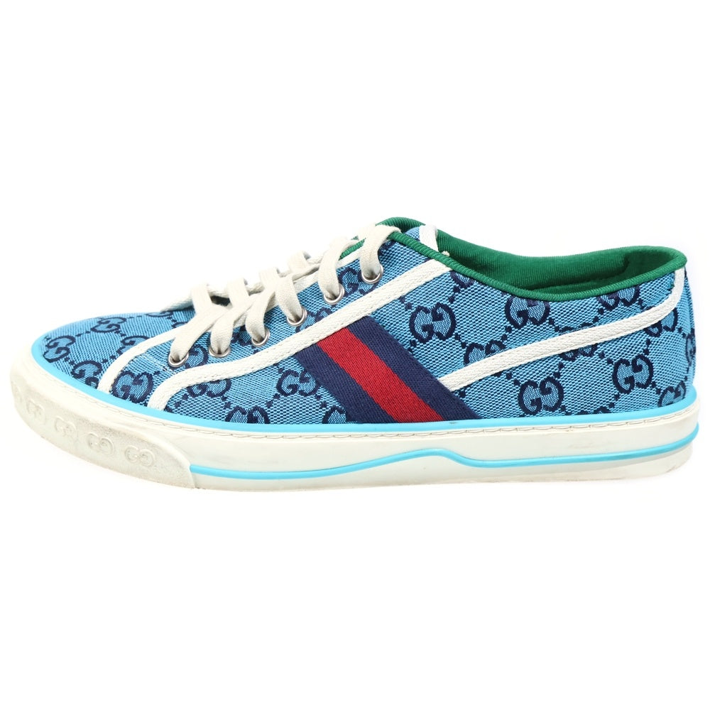 GUCCI(グッチ) TENNIS 1997 シェリーライン GG総柄 ローカットスニーカー ブルー 663657