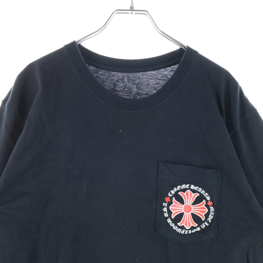 CHROME HEARTS(クロムハーツ) HOLLYWOOD LIMITED RED CH PLUS HORESESHOE TEE ハリウッド CHプリント ポケット半袖Tシャツ カットソー ブラック/レッド