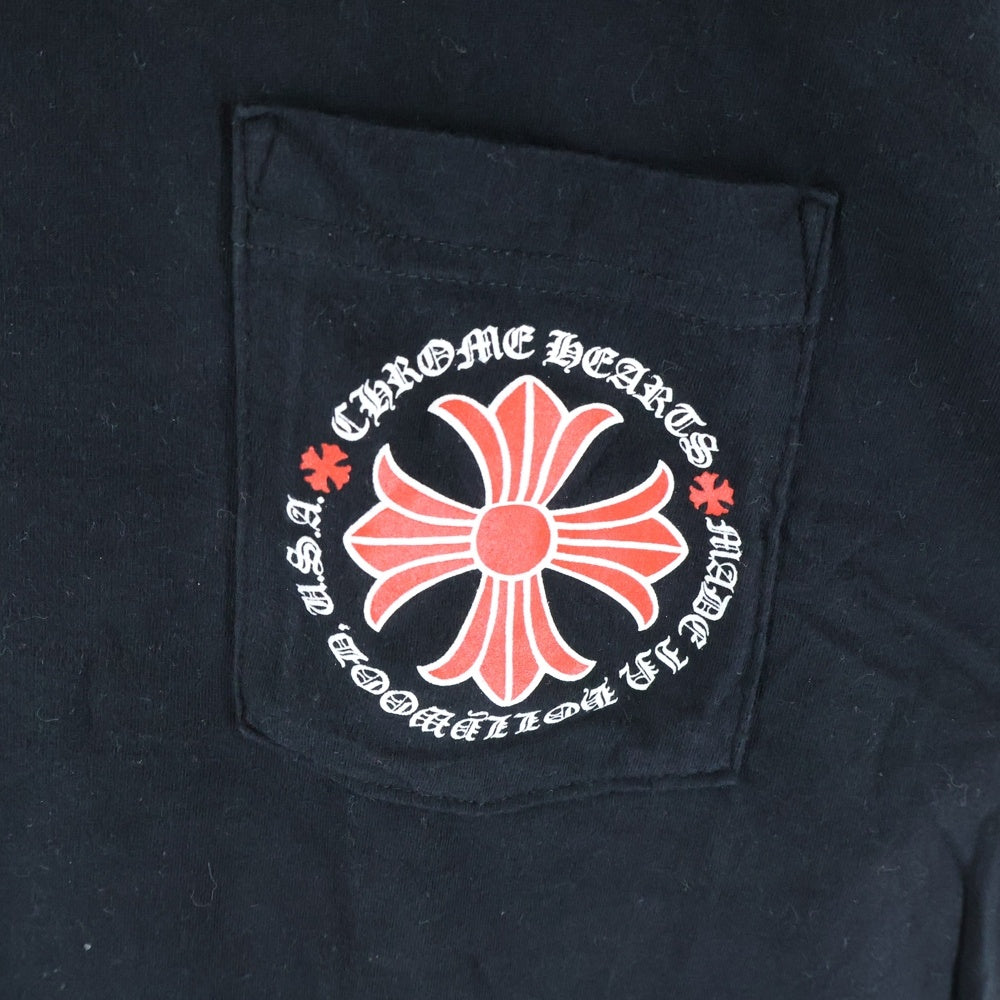 CHROME HEARTS(クロムハーツ) HOLLYWOOD LIMITED RED CH PLUS HORESESHOE TEE ハリウッド CHプリント ポケット半袖Tシャツ カットソー ブラック/レッド