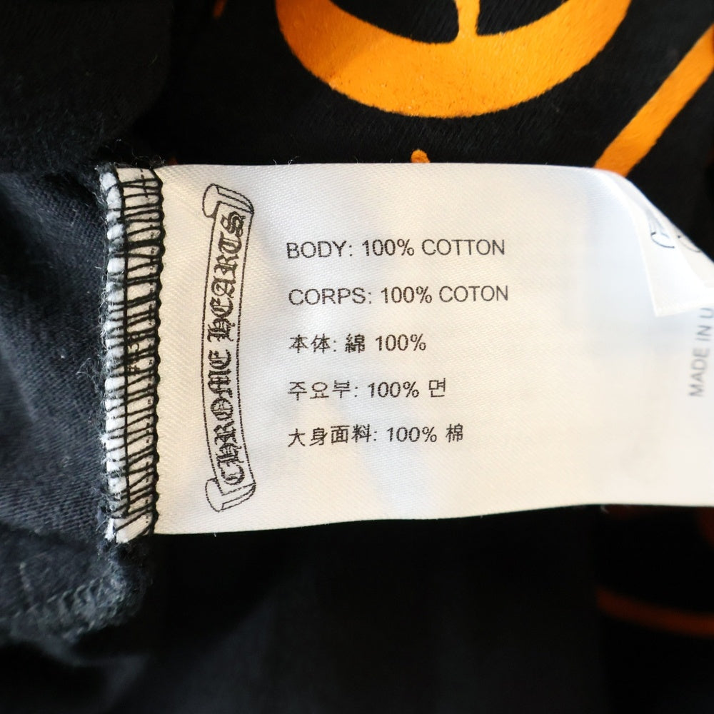 CHROME HEARTS(クロムハーツ) CH L/S TEE STAFF HORSESHOE バックホースシュープリント ポケット長袖Tシャツ カットソー ブラック/オレンジ
