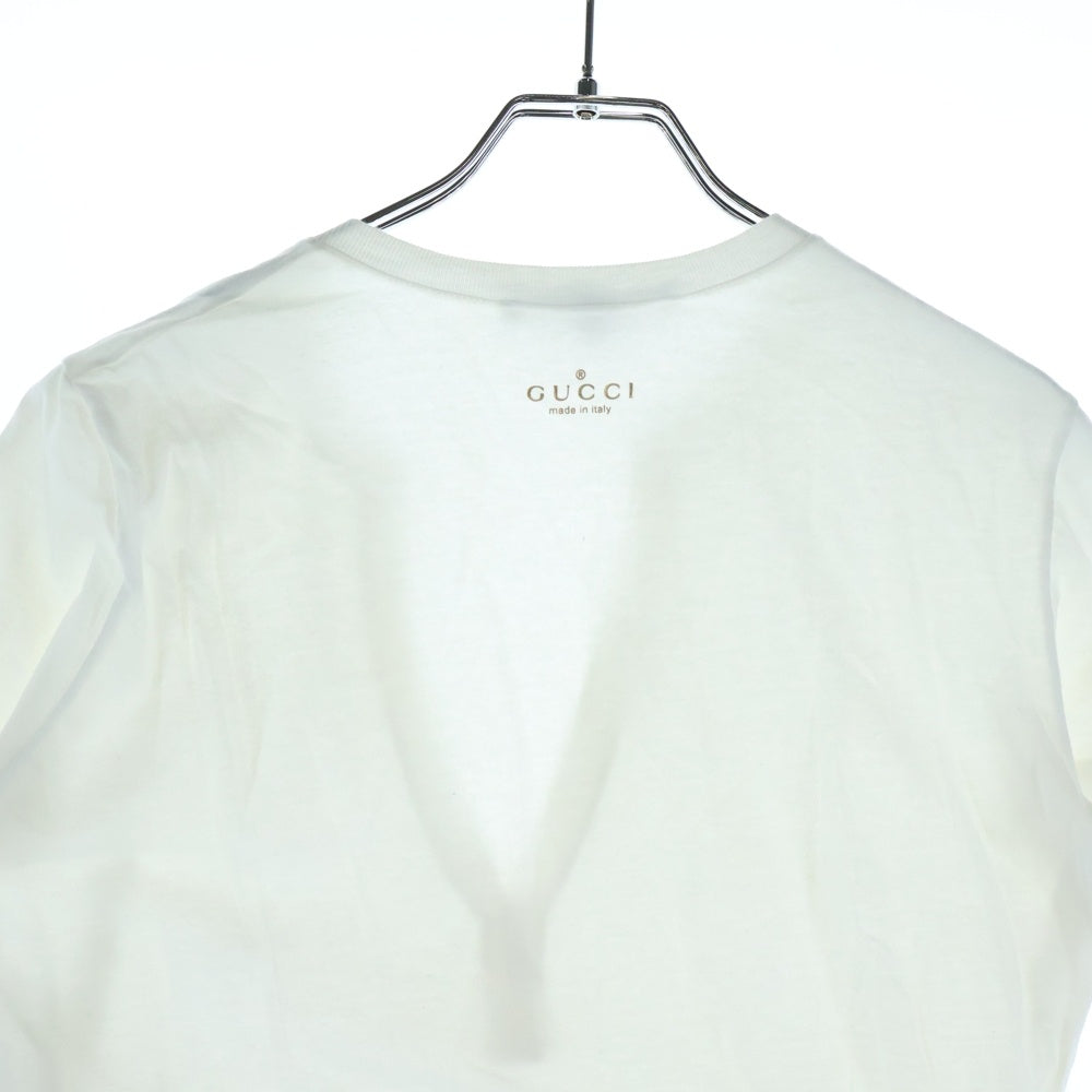 GUCCI(グッチ) キーネック 半袖Tシャツ バックロゴプリント ハーフボタン ホワイト レディース 154789 X9319