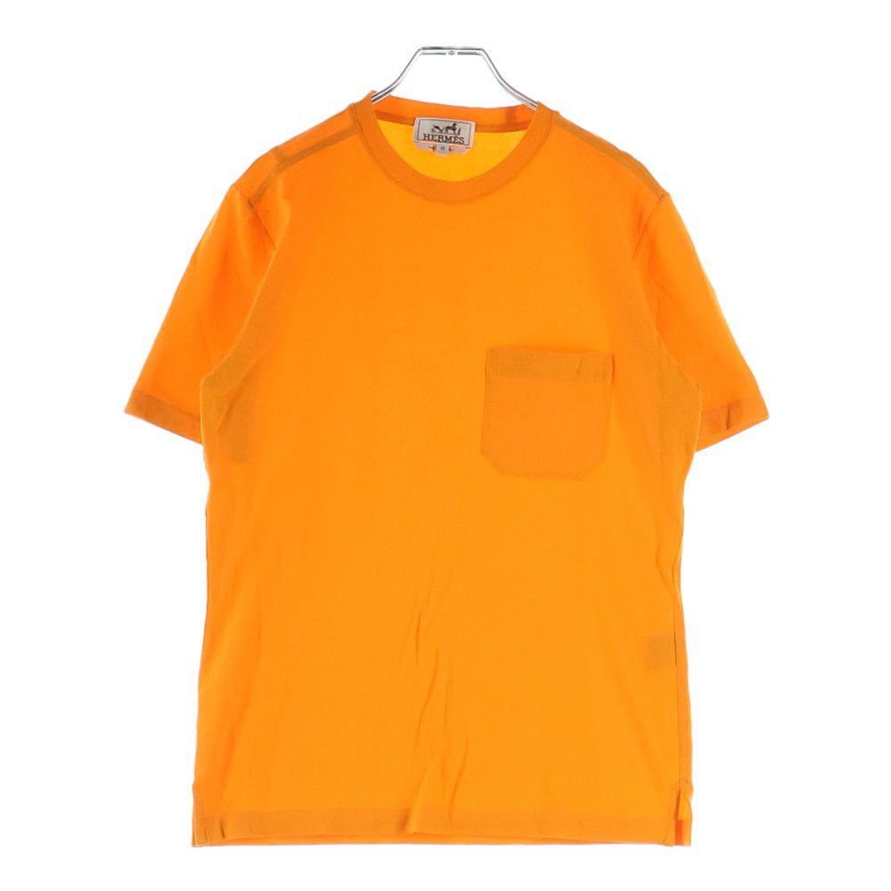 HERMES(エルメス) コットン ポケット半袖Tシャツ カットソー オレンジ レディース