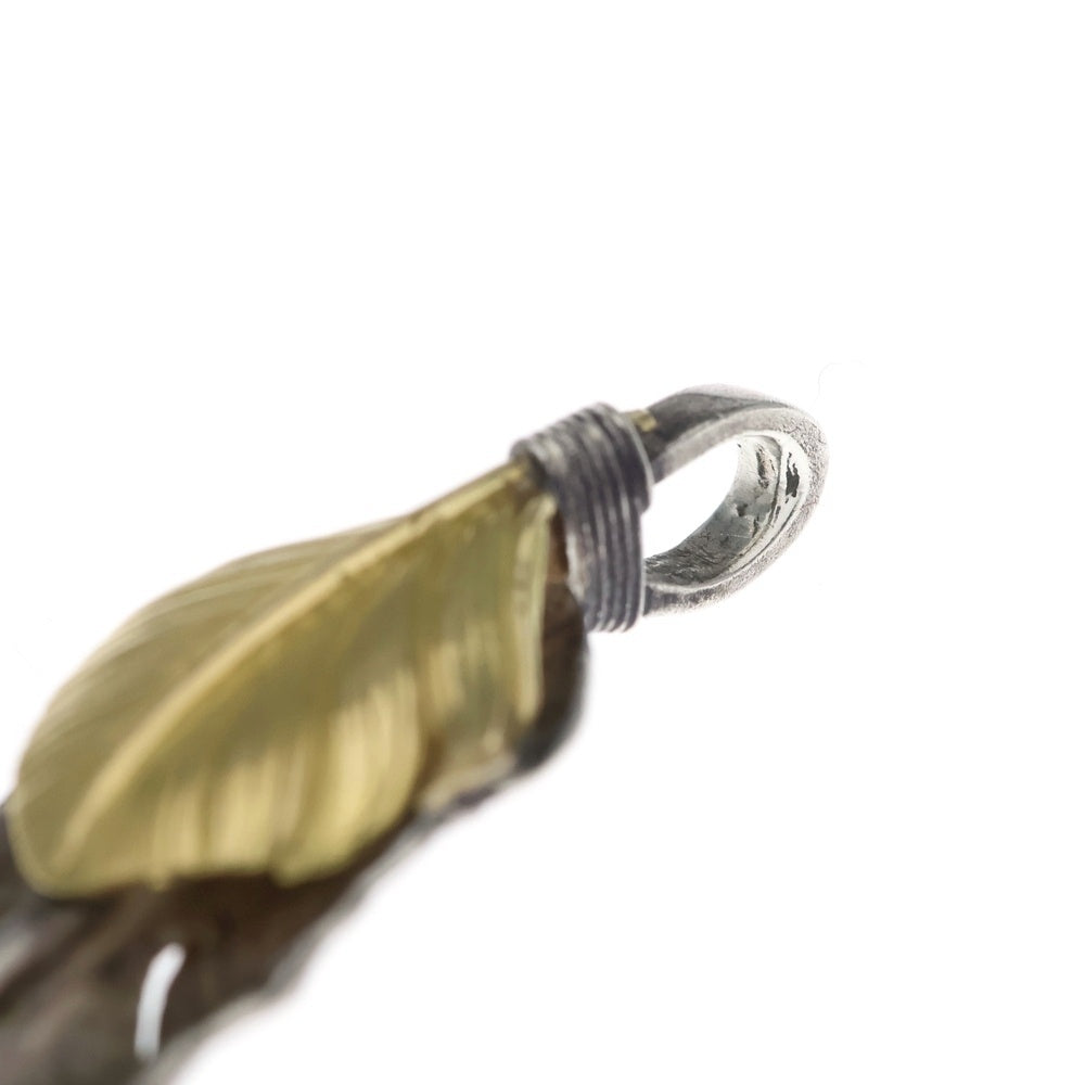 goro's(ゴローズ) 【現行】上金特大フェザー 左向き ネックレストップ シルバー/ゴールド BGA004