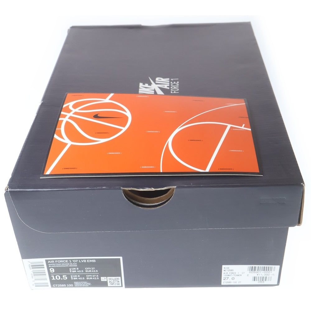 NIKE(ナイキ) AIR FORCE 1 LOW 07 LV8 EMB Rucker Park エアフォース1 ロー ローカットスニーカー US9/27.0cm CT2585-100 ホワイト/オレンジ