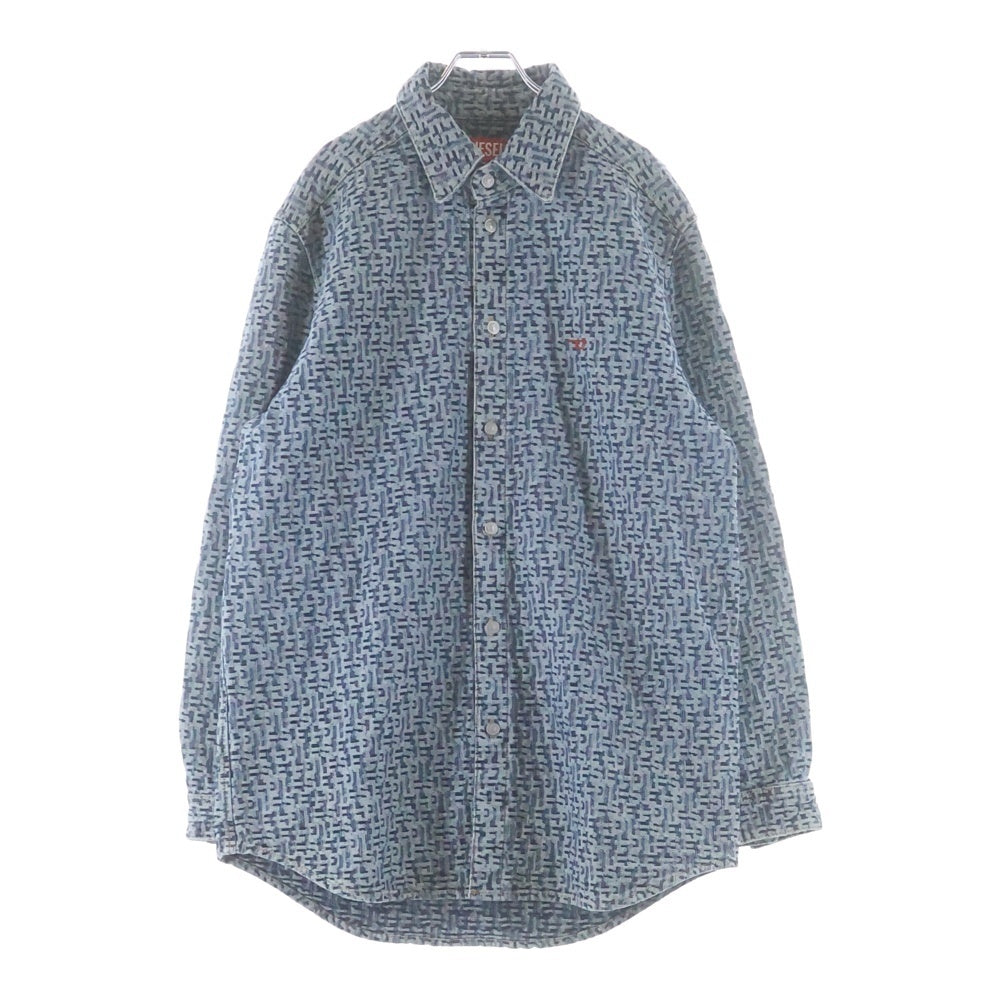 DIESEL(ディーゼル) D-SIMPLY-OVER 総柄 デニム 長袖シャツ インディゴ A07111