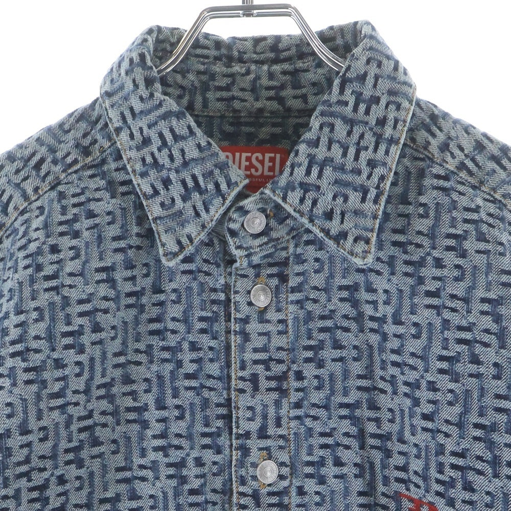 DIESEL(ディーゼル) D-SIMPLY-OVER 総柄 デニム 長袖シャツ インディゴ A07111