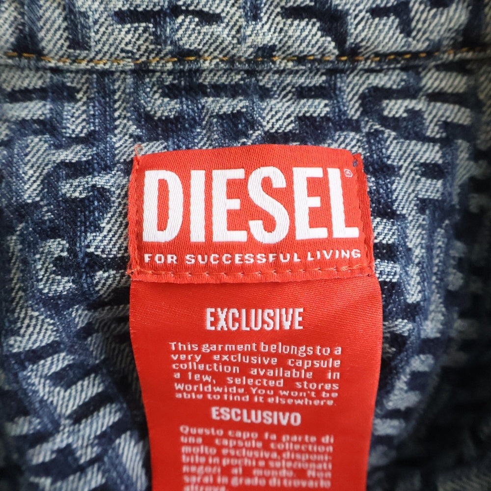 DIESEL(ディーゼル) D-SIMPLY-OVER 総柄 デニム 長袖シャツ インディゴ A07111