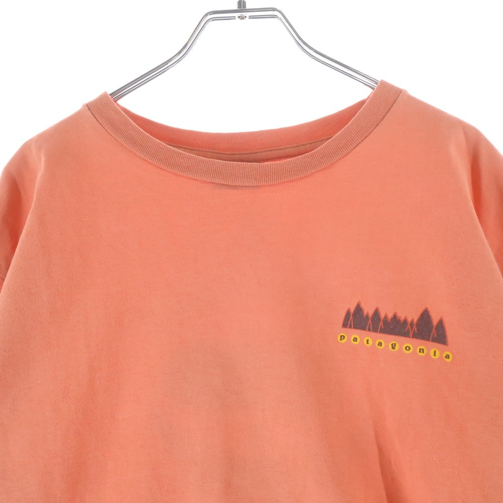 PATAGONIA(パタゴニア) 90s 雪無しタグ ロゴプリント USA製 半袖カットソー コットン オレンジ