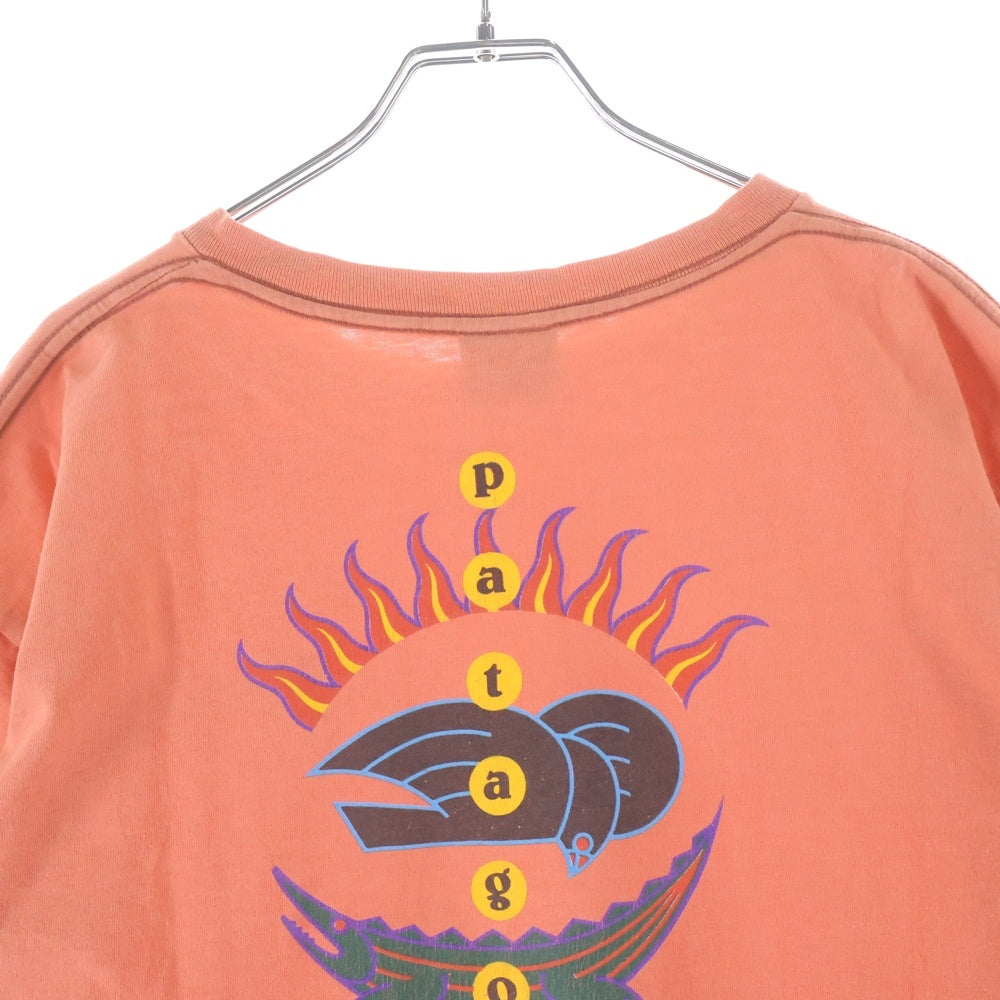 PATAGONIA(パタゴニア) 90s 雪無しタグ ロゴプリント USA製 半袖カットソー コットン オレンジ