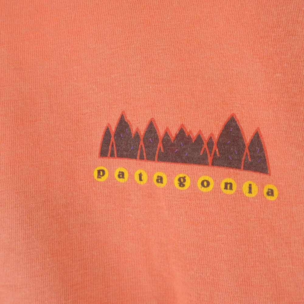 PATAGONIA(パタゴニア) 90s 雪無しタグ ロゴプリント USA製 半袖カットソー コットン オレンジ