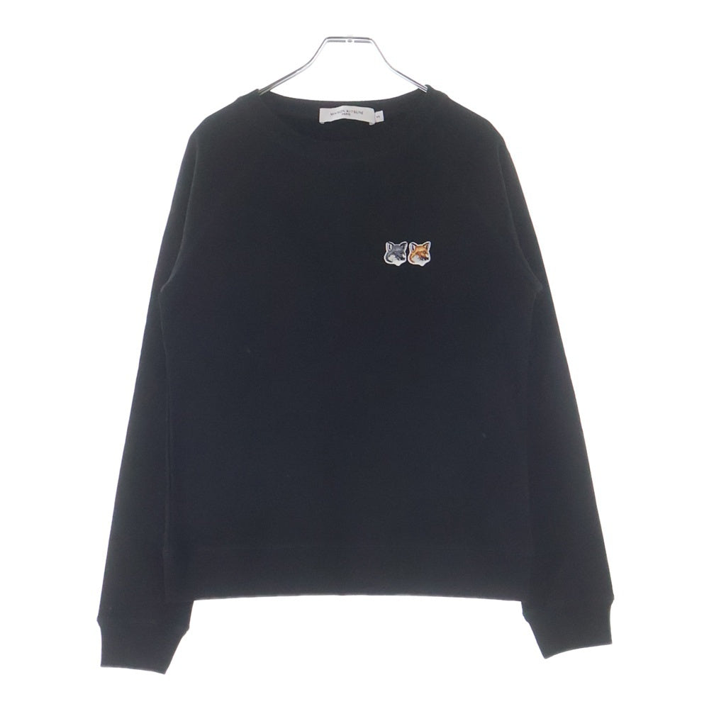 MAISON KITSUNE(メゾンキツネ) DOUBLE FOX HEAD PATCH CLASSIC SWEATSHIRT フロント刺繍ロゴ スウェット ブラック HU05132WW0008