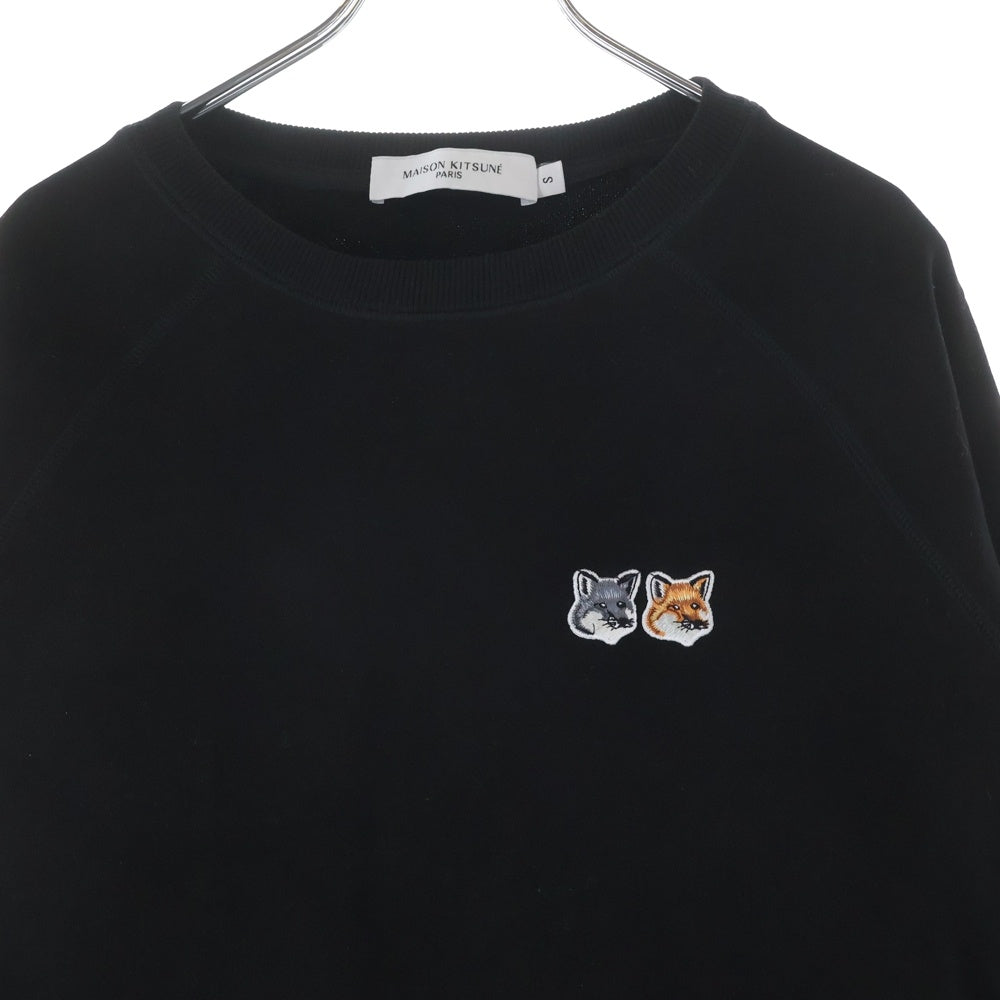 MAISON KITSUNE(メゾンキツネ) DOUBLE FOX HEAD PATCH CLASSIC SWEATSHIRT フロント刺繍ロゴ スウェット ブラック HU05132WW0008