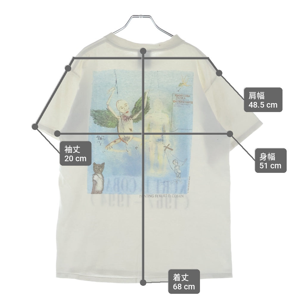VINTAGE(ヴィンテージ) 90s VINTAGE NIRVANA KURT COBAIN GIANT製 ニルヴァーナー カートコバーン 追悼両面プリント 半袖Tシャツ カットソー ホワイト