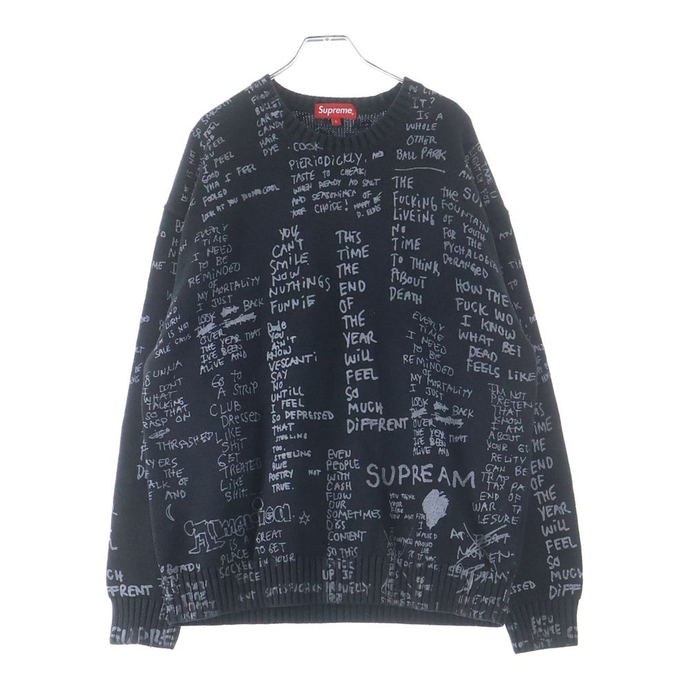 SUPREME(シュプリーム) 23SS Gons Poems Sweater ゴンズ ポエムセーター クルーネックニット 総柄 ブラック