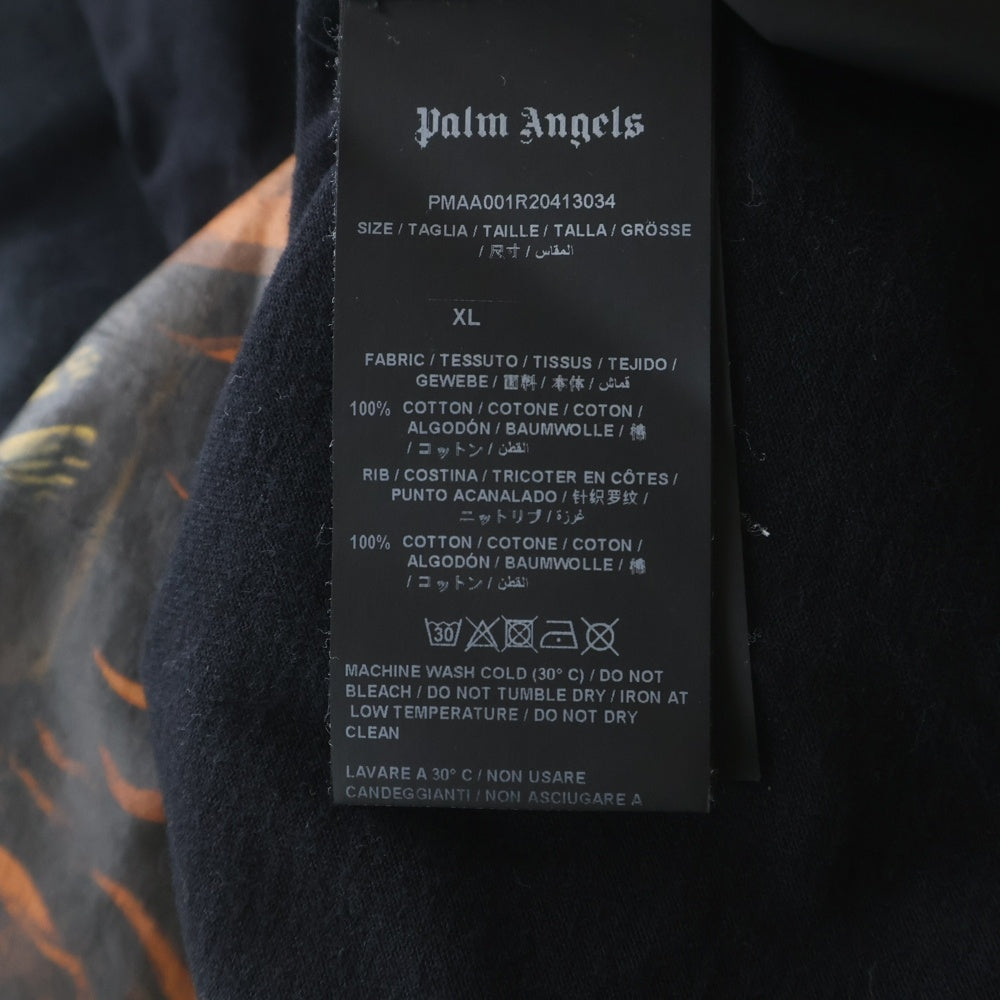 Palm Angels(パームエンジェルス) BURNING SKELETON フロントプリント 半袖Tシャツカットソー ブラック PMAA001R20413034