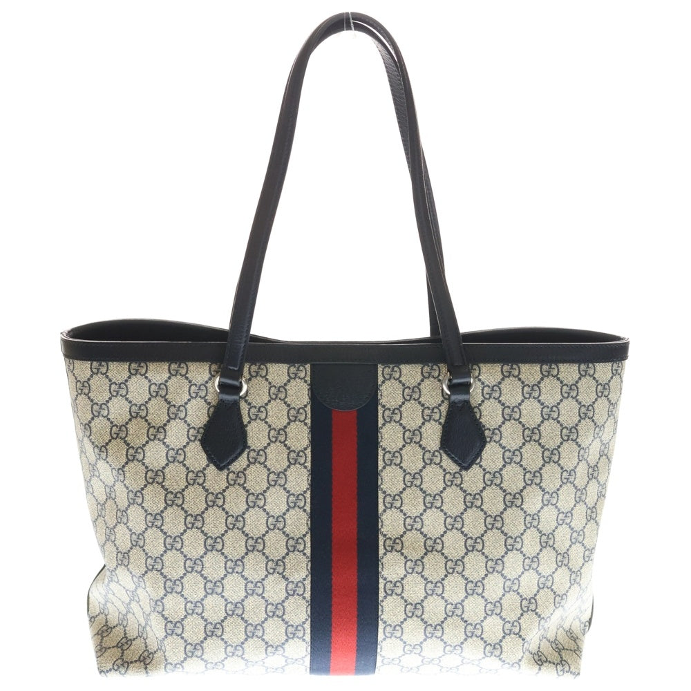 GUCCI(グッチ) GGスプリーム オフィディア PVCxレザー トートバッグ ベージュ/ネイビー 631685 レディース