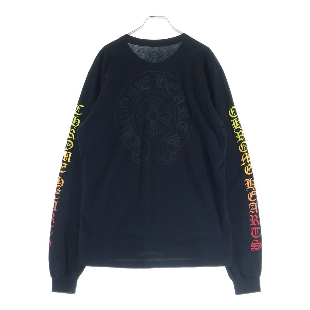 CHROME HEARTS(クロムハーツ) CH L/S NECK LOGO ネックロゴプリント グラデーション 袖ロゴ 長袖Tシャツ ロングスリーブカットソー ブラック/マルチカラー