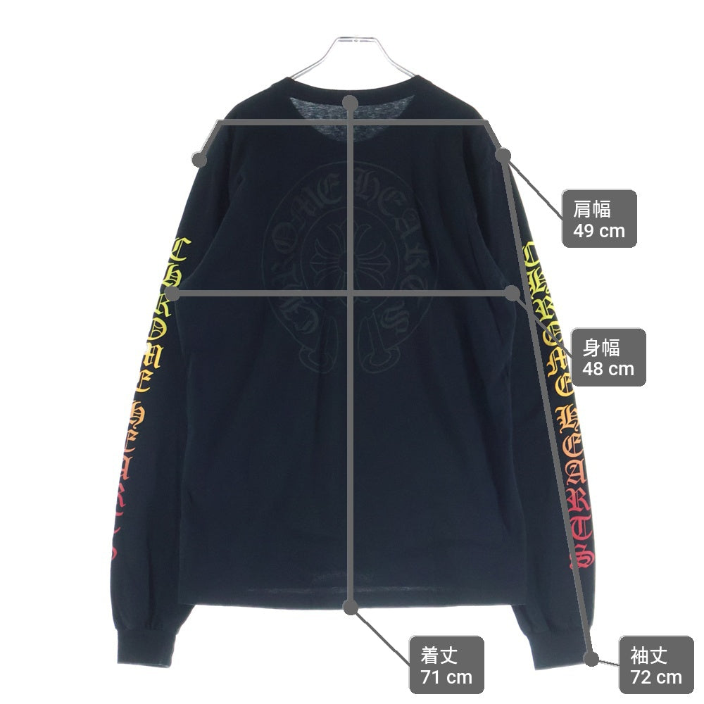 CHROME HEARTS(クロムハーツ) CH L/S NECK LOGO ネックロゴプリント グラデーション 袖ロゴ 長袖Tシャツ ロングスリーブカットソー ブラック/マルチカラー