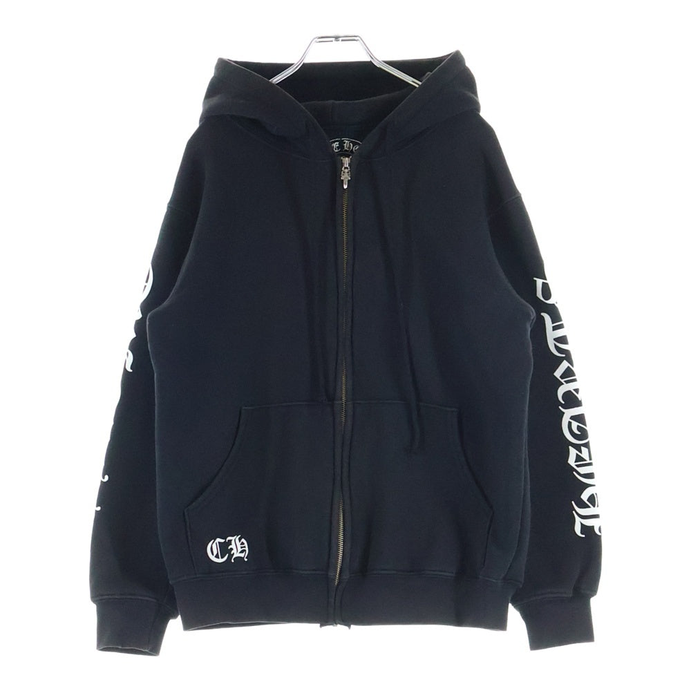 CHROME HEARTS(クロムハーツ) OLD ZIP HOODIE FUCK YOU オールド 裏地サーマル バックホースシュー ダガージップアップパーカー フーディー ブラック