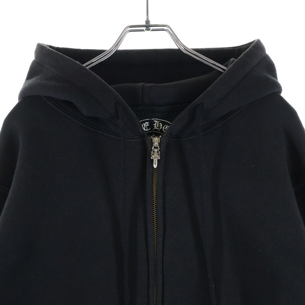 CHROME HEARTS(クロムハーツ) OLD ZIP HOODIE FUCK YOU オールド 裏地サーマル バックホースシュー ダガージップアップパーカー フーディー ブラック