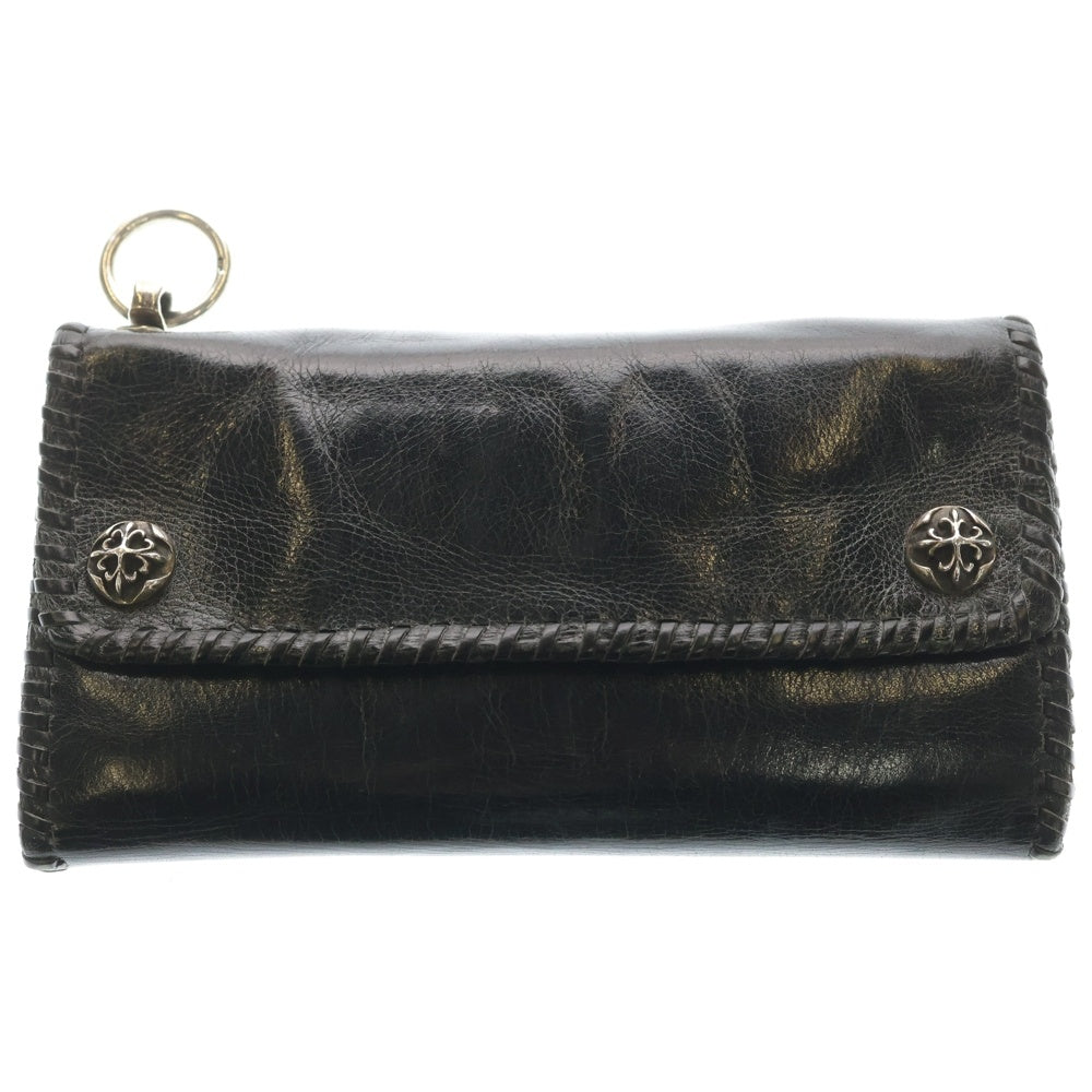 A&G(エーアンドジー) 2スナップ レザー ロングウォレット 長財布 ブラック